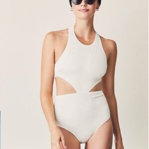 Flagpole Lynn Cutout One Piece Cream Swimsuit Womens Small